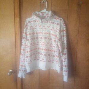 Natural Woman Fair Isle Fleece Half Zip Pullover XL Cozy Winter Long Sleeve